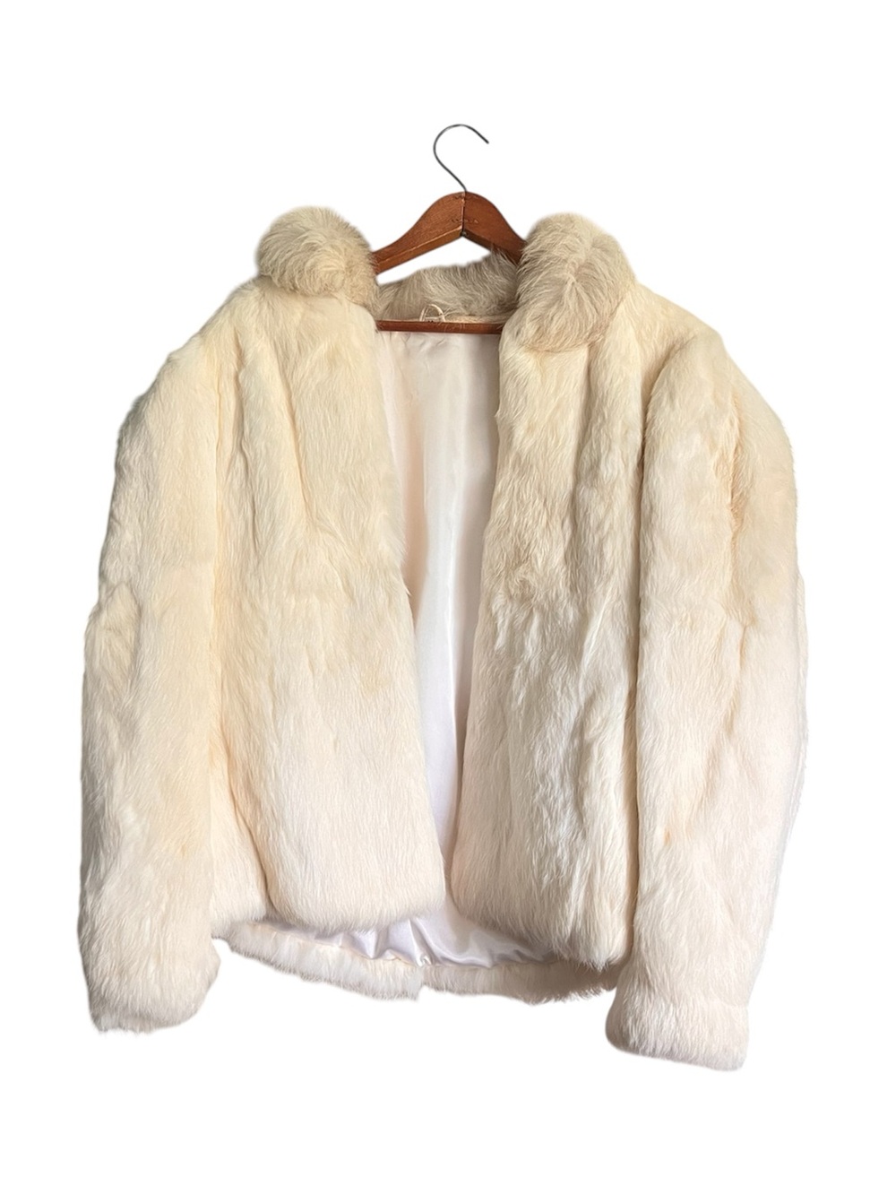 Vintage genuine white rabbit fur coat size medium